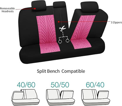 VarCozy Car Seat Covers Full Set, Front & Split Rear Bench for Car, Universal Cloth SUV, Sedan, Van, Automotive Interior Covers, Airbag Compatible
