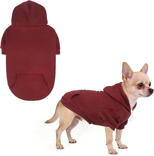 KOOLTAIL Dog Hoodie for Large Medium Small Dogs,Soft&Warm Pet Sweater with Leash Hole and Pocket Boy Girl,Puppy Fall Winter Jacket Clothes,French Pitbull Cold Weather Coat Sweatshirt,Deep Red S