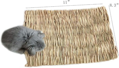 Hamiledyi Grass Mat Woven Bed Mat for Small Animal Bunny Bedding Nest Chew Toy Bed Play Toy for Guinea Pig Parrot Rabbit Hamster Rat(Pack of 3)
