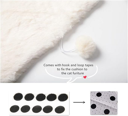 SHENGOCASE 2-Pack 14" x 19.7" Faux Rabbit Fur Cat Dog Bed Cushion Pad Mat, Cat Tree Tower Replacement Cushion Pad for Window Perch Carrier House Cage Crate Kennel