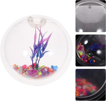 Alipis Transparent Creative Wall Mounted Fish Tank Acrylic Fish Bowl Hanging Aquarium for Home Decor 6.7 Inch Space Saving Wall Aquarium Suitable for Betta and Air Plants
