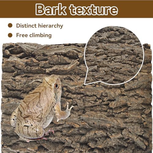 4PCS Reptile Cork Bark Mat,15.74 x 11.81 Inch Natural Cork Wood Terrarium Background Bearded Dragon Tank Bark Backdrop Wall Decor for Lizard Gecko Chameleon Tortoise Snake Spider Frog