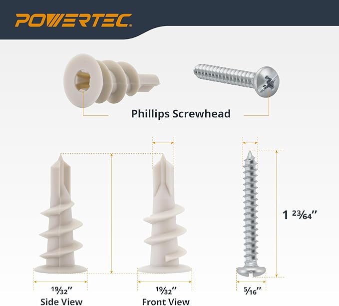 POWERTEC Clear PVC Pipe 4" x 36" Long, 1PK Plastic Tubing & 5PK Stainless Steel Pipe Straps w/Drywall Anchors & Screws Compatible w/Dust Collection Fittings, Hose for Woodworking Tools (70405)