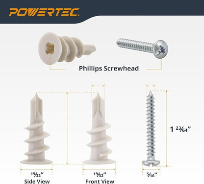 POWERTEC Clear PVC Pipe 4" x 36" Long, 1PK Plastic Tubing & 5PK Stainless Steel Pipe Straps w/Drywall Anchors & Screws Compatible w/Dust Collection Fittings, Hose for Woodworking Tools (70405)