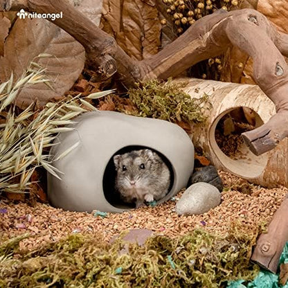 Niteangel Ceramic Hamster Habitat Hideout: Stone-Shaped & Non-Chewable