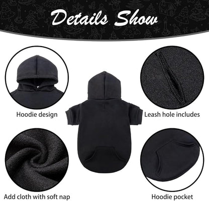 KOOLTAIL Dog Hoodie for Large Medium Small Dogs, Soft and Warm Pet Sweater with Leash Hole and Pocket Boy Girl, Puppy Fall Winter Jacket Clothes, French Pitbull Cold Weather Coat Sweatshirt, Black L