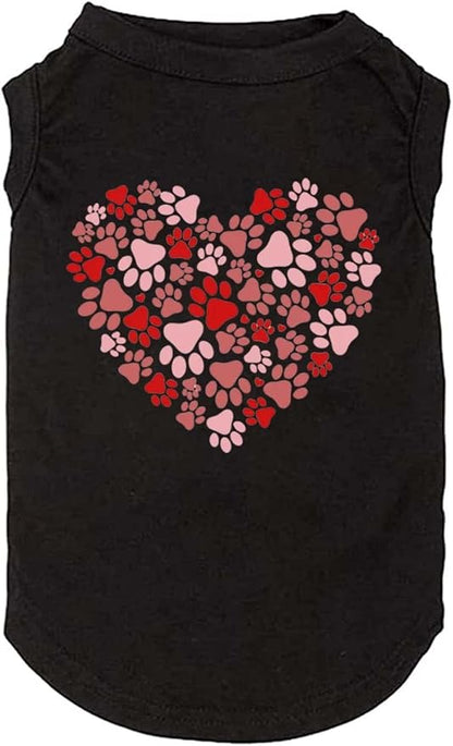 Dog Shirts Hearts Print Funny Graphic Small Large Dog Clothes Puppy Vest Gift for Dog Valentine's Day Apparel (Medium, Q-Black01)