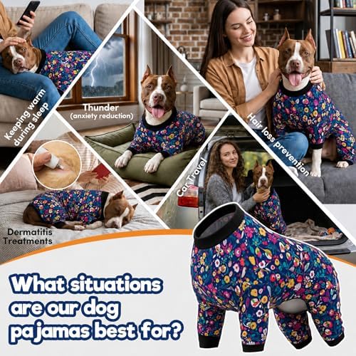 LovinPet Dog Pajamas Apparel for Giant Dogs, Hawaiian Flowers Print, L