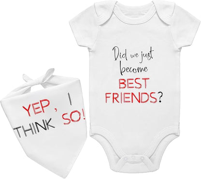 Baby and Dog Matching Outfits, Matching Best Friends Outfits Cotton Baby Bodysuit and Dog Bandana Set for Infant Newborn Pet