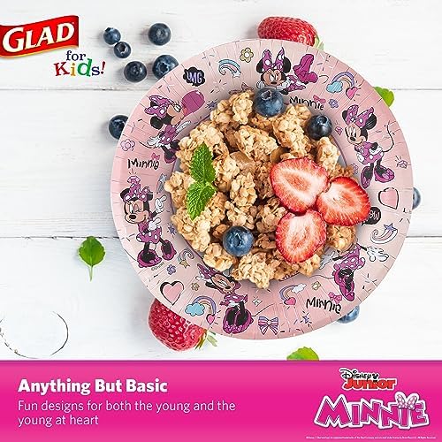 Disney Mickey & Friends Paper Plates and Bowls Bundle - 40 Ct 8.5 Inch Plates and 12oz Bowls with Pink Polka Dots