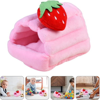 Totority Strawberry Cartoon Small Pet Warm House Bed Cozy Cotton Nest for Hamsters Ferrets Hedgehogs and Small Animals Soft Lightweight Hideout for Winter