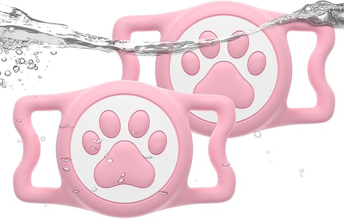 IP68 Waterproof Dog AirTag Holder for Dog Collar, Soft, Stretchy Silicone | Full-Body Protection, Easy Tool-Free Installation, Quiet, No-Dangle Fit, Lightweight, Fits Dog & Cat Collars of All Widths