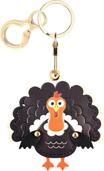 BORKUANA Leather Keychain Holder Case Compatible with AirTag,Cute Protective Cover with Keyring