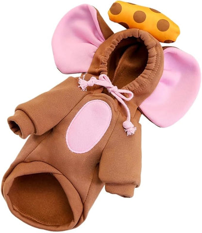 Dog Hoodies Cat Clothes Autumn Winter Sweatshirts Teddy Bulldog Bulldog Clothing Can Transform Into Frog Elk Mouse (Brown Mouse,M)