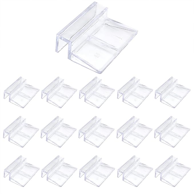 16 PCS 8mm Acrylic Aquarium Cover Clip, Clear Fish Tank Glass Cover Clip Support Holder Universal Lid Clips for Rimless Aquariums