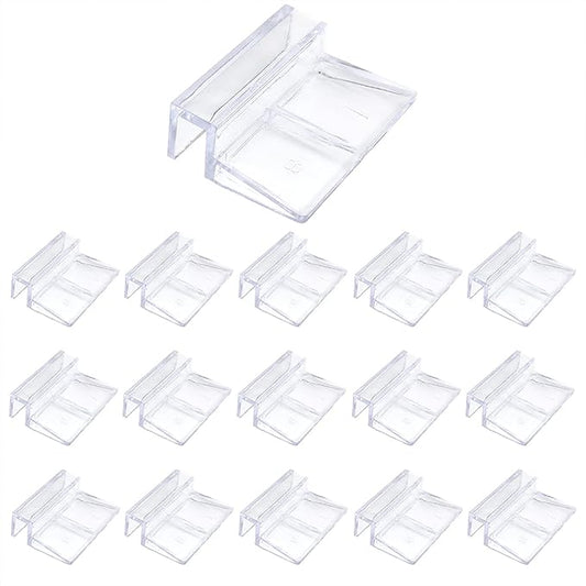 16 PCS 8mm Acrylic Aquarium Cover Clip, Clear Fish Tank Glass Cover Clip Support Holder Universal Lid Clips for Rimless Aquariums