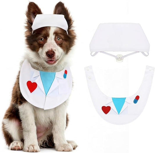 Hillban Dog Doctor Costume Pet Doctor Nurse Cosplay Costume for Large Dogs Cats Puppy Funny Pet Costumes Cosplay Party Vet Clothing Nurse Outfit Cat Apparel Cute Uniform(L)