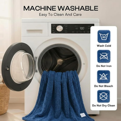 Navy Blue Dog Blanket for Pets Reversible Fluffy Pet Bed Cover Mats Waterproof Puppy Blankets Leakproof Sofa Couch Washable Cover Cat Pet Blanket for Warm-Navy Blue,M