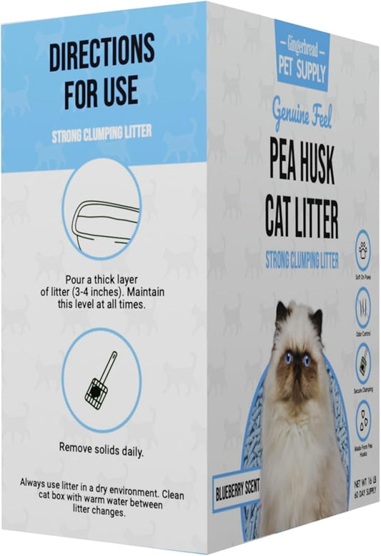 Premium Pea Husk Scented Cat Litter for Happy and Healthy Cats. (16 lbs)(Blueberry)