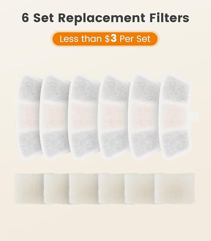 6pcs Replacement Filters for PW04 3.5L Wireless Cat Water Fountain （Only for oneisall Fountain B0DNJT76WJ, B0DMF2LH3Y and B0DSJ9F3M2