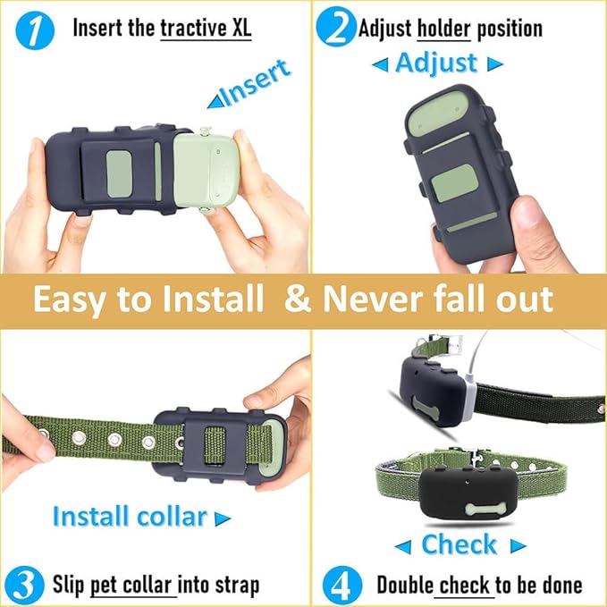 Silicone Holder Compatible for Tractive XL GPS Dog Tracker,Rubber Accessories Cover Finder Anti-Scratch,Secure Sturdy Case with Strap for Pet Cat Collar (Black)