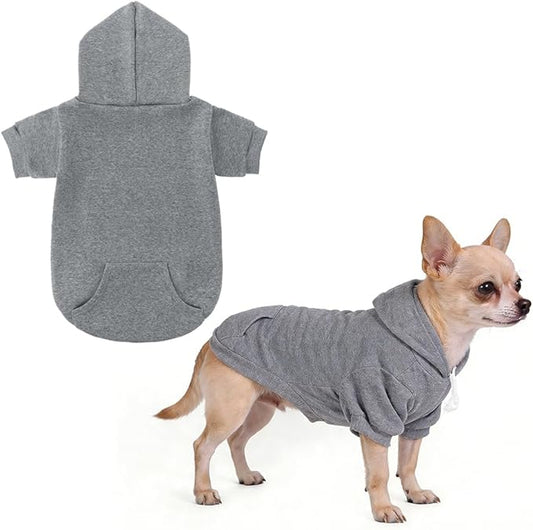 KOOLTAIL Dog Hoodie for Large Medium Small Dogs, Soft and Warm Pet Sweater with Leash Hole and Pocket Boy Girl, Puppy Fall Winter Jacket Clothes, French Pitbull Cold Weather Coat Sweatshirt, Grey S