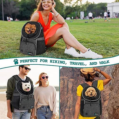 PetAmi Adjustable Chest Carrier Backpack for Dogs & Cats, Ventilated, Hiking & Camping, Up to 15 lbs, Dark Gray