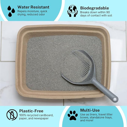 8-Pack Disposable Litter Boxes for Cats | Size Large | Durable and Water Resistant