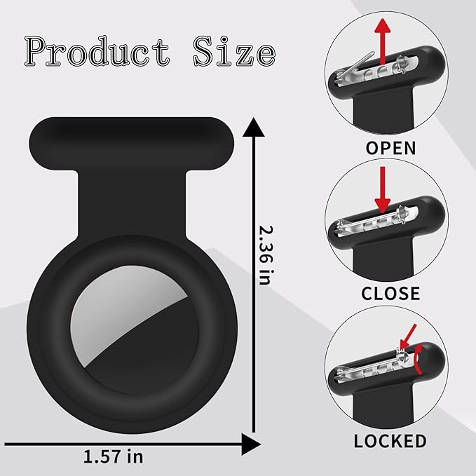 2 Pack Holder Case Compatible for Airtag Tracker, Silicone Hidden GPS Kid Airtag Holder with Invisible Pin, Anti Lost Case Cover for Apple Air Tag for Toddlers, Elderly, Pet, Clothing(Black and Grey)