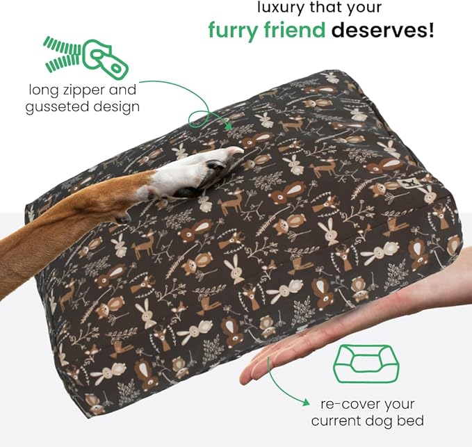 Molly Mutt Huge Dog Bed Cover - Gorgeous Beasts Print - Measures 36”X45”X5’’ - 100% Cotton - Durable - Breathable - Sustainable - Machine Washable Dog Bed Cover (Dd72c)