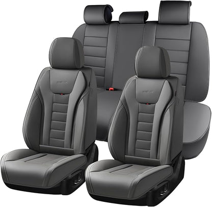 Coverado Car Seat Covers Full Set, Seat Covers for Cars, Front Seat Covers and Back Seat Cover Waterproof Leather Automotive Seat Cover, Universal Car Interior Protectors Cushion for Most Cars