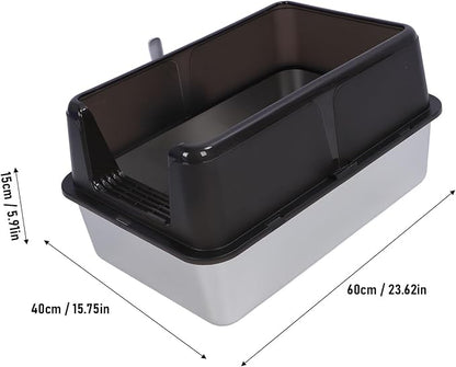 Aramox Half Clad Stainless Steel Cat Bedroom with Metal with High Metal for Cats for Animal Owners and Their Like Friends Closed. (Black)