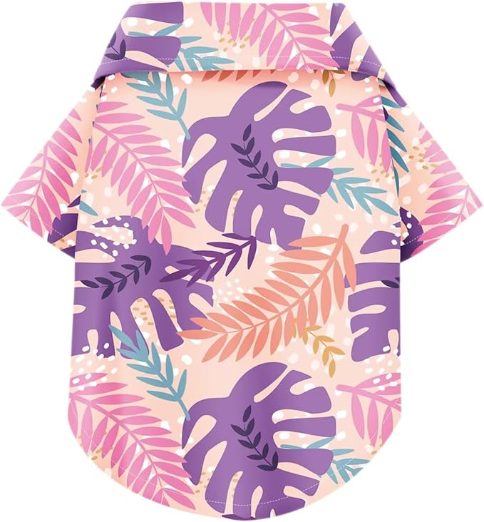 Hawaiian Dog Shirt – Lightweight and Breathable Summer T-Shirt with Tropical Prints, Fun Beach Outfit for Small, Medium, and Large Dogs, Perfect for Hot Days and Outdoor Vacation.Palm Leaves 4XL
