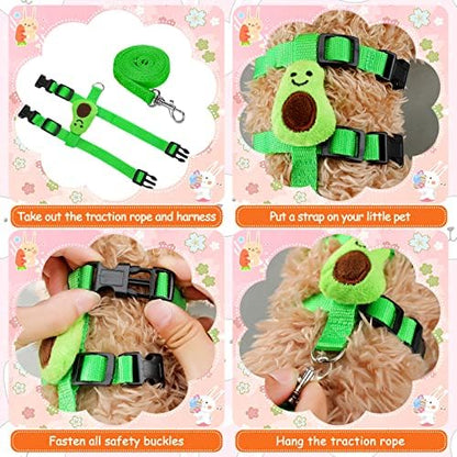 Tondiamo 4 Pcs Adjustable Bunny Harness and Leash Set for Small Pet,Fruit