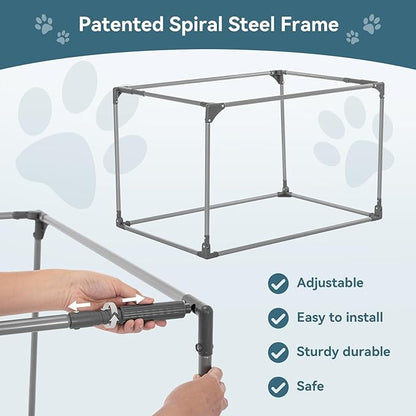PETSFIT 30" Soft Portable Dog Crate – Patented Spiral Sturdy Frame, Collapsible Travel Kennel for Medium & Large Dogs, 3 Mesh Door, Lockable Zippers, Indoor & Car Use Khaki