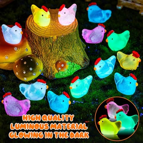 360PCS Luminous Mini Resin Chicken Tiny Chickens Bulk for Dollhouse