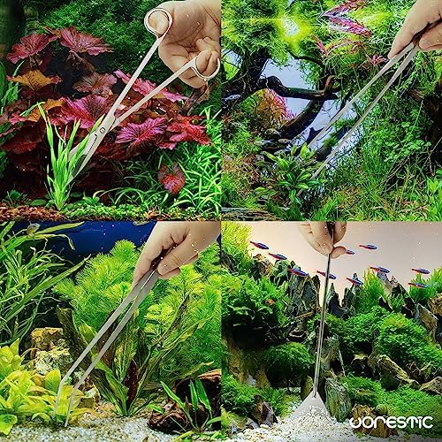 VORESTIC 4Pcs Aquascaping Tools, Stainless Steel Aquarium Tweezers, Scissors and Spatula - Aquascape Tools Set for Trimming, Maintenance