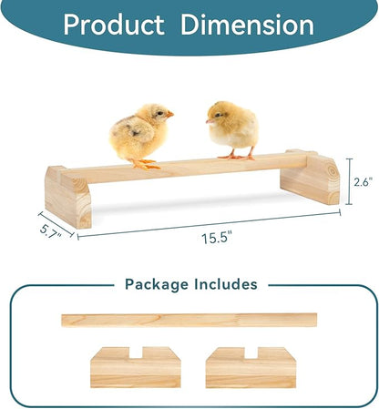 PETSFIT Chick Roosting Bar Prevent Rotation Design, Solid Wooden Thicken Rooster Perch for Coop and Brooder for Birds, Baby Chicks