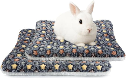 2 Pack Bunny Bed - 13 x 14.6 Inch Rabbit Pee Pads Bedding - Washable and Thickness Upgrade(Dark Blue,L)
