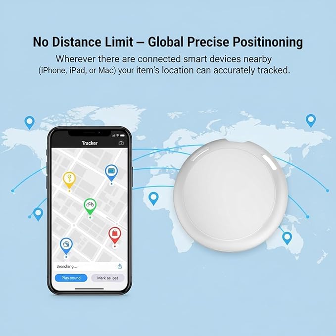 No Subscription GPS Tracker for Vehicles Work with Find My (iOS Only) Mini Tracker Tags Global Coverage Hidden Car Locator Tracking Device with Waterproof Magnetic Case for Luggage,Pets