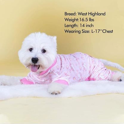 KYEESE Dog Pajamas Stretchy Pet Jammies Coat Comfy Pet Onesie Costume Velvet Dog Pajamas Small Sized Dogs Soft Dogs Clothes Pjs with Pink Unicorn Pattern, Large