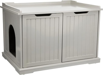 Trixie XL Furniture Litter Box Enclosure (Gray), Hidden Litter Box for Cats with Openings on Either Ends & Large Ventilations Slots, Double Doors for Easy Cleaning, Removable Divider