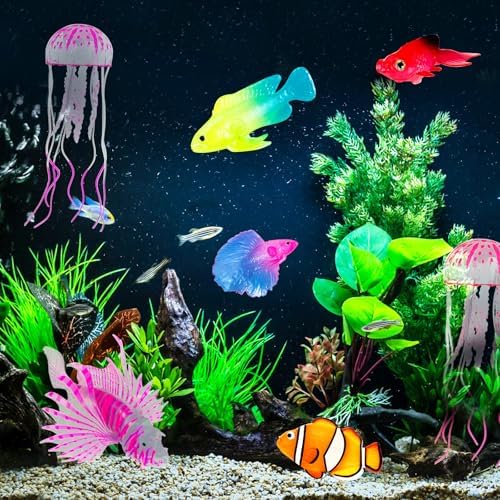 Weewooday 7 Pcs Artificial Fish Glowing Effect,Elegant Color