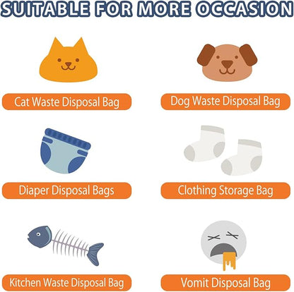 Odor Sealing Waste Disposal Bags L/120 Count Cat Litter Bags Unscented Cat poop bags Large Capacity Diaper Disposal or Pet Waste Bags[Color:Blue]