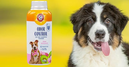 Arm & Hammer for Pets Odor Control Dry Shampoo Powder for Dogs & Puppies, Waterless Dog Deodorizer with Baking Soda, Paraben Sulfate and Dye Free Formula, Kiwi Blossom Scent, 4.2 Oz