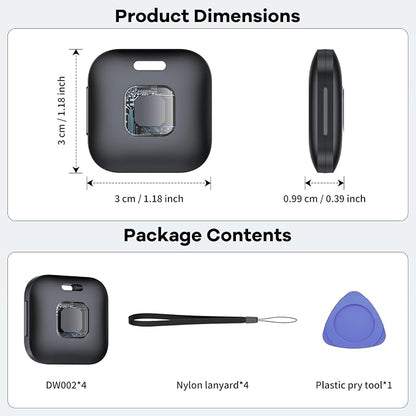 Hoxe Air Tracker Tags-4 Pack for iOS & Android, Smart Tag for Key, Bag, Pet | Dual System Luggage Tracker Compatible with Apple Find My & Google Find Hub App, Bluetooth Key Finder Replaceable Battery