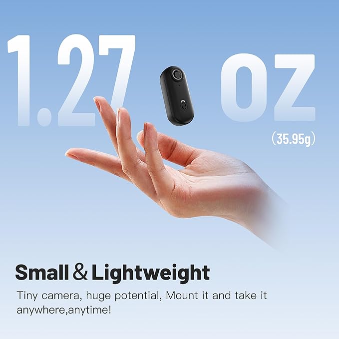 Meoilkolnm 4K 128GB Mini Body Camera, Wearable Action Body Cam, Thumb Size Hands Free Recording Body Worn Camera, Premium Portable Camcorder Mount Anywhere for Pet Walking, Work, Travel (Black)