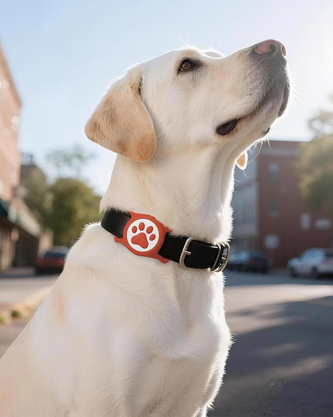 IP68 Waterproof Dog AirTag Holder for Dog Collar, Soft, Stretchy Silicone | Full-Body Protection, Easy Tool-Free Installation, Quiet, No-Dangle Fit, Lightweight, Fits Dog & Cat Collars of All Widths
