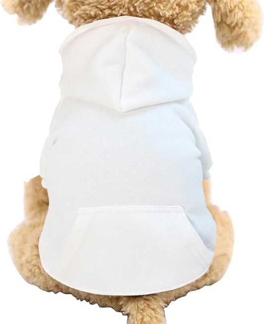 Jecikelon Winter Dog Hoodie Sweatshirts with Pockets Warm Dog Clothes for Small Dogs Chihuahua Coat Clothing Puppy Cat Custume (White, X-Small)