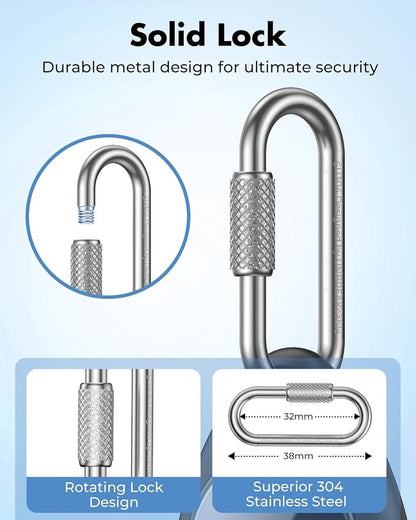 UNBREAKcable for AirTag Holder Case with Professional Carabiner, 4 Pack | Waterproof, Shockproof, Hold Securely, Easy to Install, Protective AirTag Keychain for Keys, Pets, Luggage-Trans Blue&Black